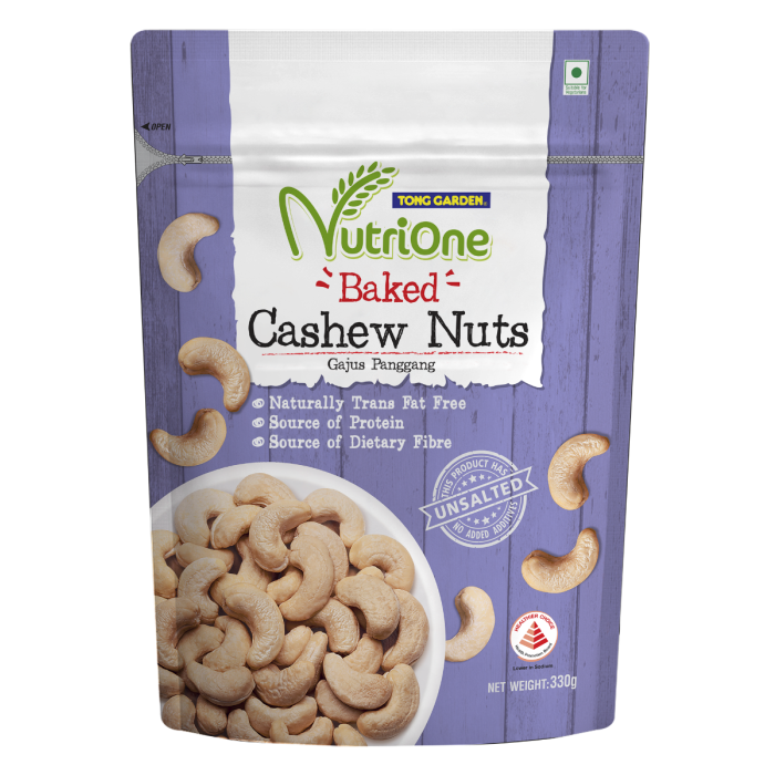 Nutrione Baked Cashew Nuts 330G (Unsalted) [Best before 10 Feb 2026]