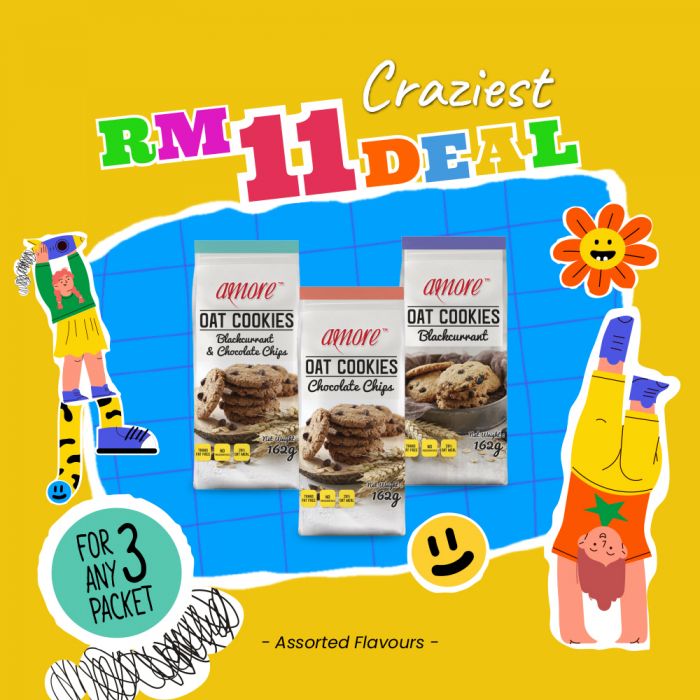 (Bundle of 3) Amore Oat Cookies Chips 162g Assorted (USP:RM13.20)