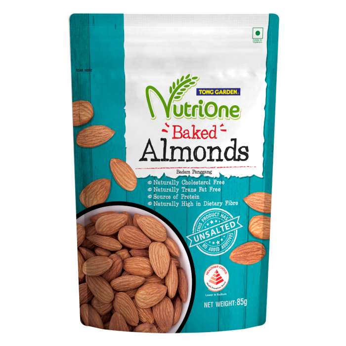 Nutrione Baked Almonds 85g (Unsalted)