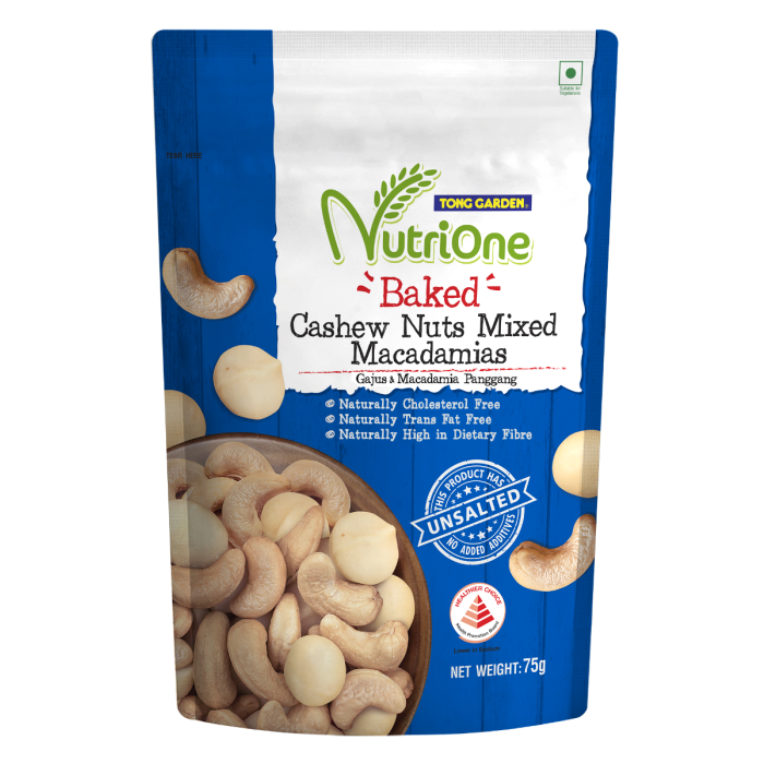Nutrione Baked Cashew Nuts & Macadamias (Unsalted) 75g