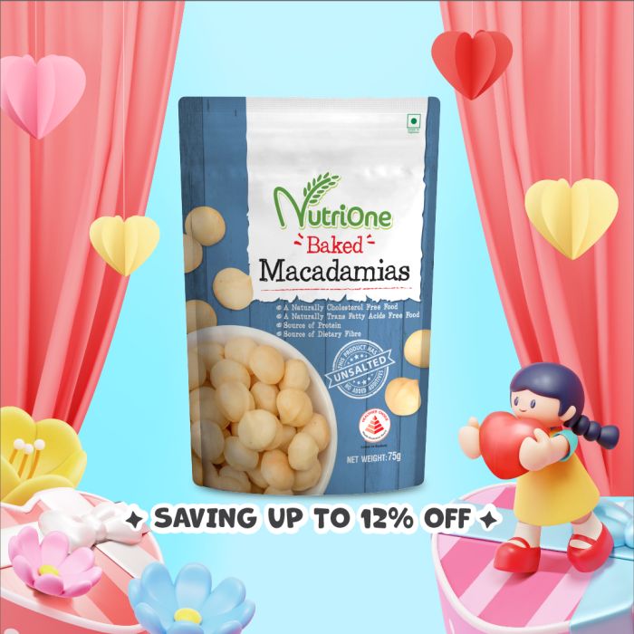 Nutrione Baked Macadamias (Unsalted) 75g