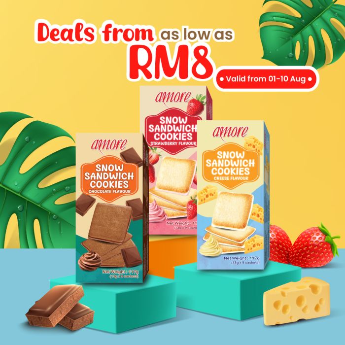  [Bundle of 3] Amore Snow Sandwich Cookies Assorted 117g