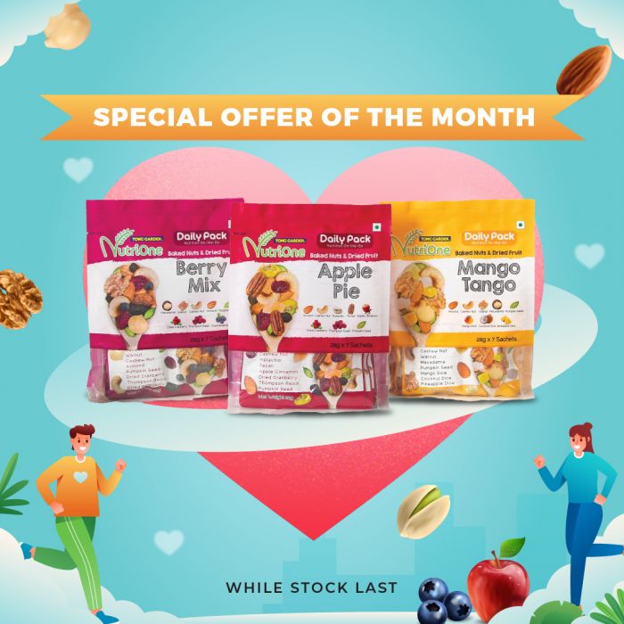 [Bundle of 3] NutriOne Daily Pack Baked Nuts & Dried Fruits Assorted 196g [USP: RM82.50]